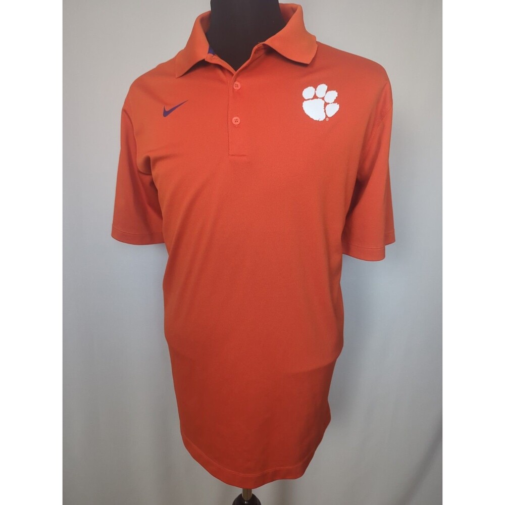 Clemson Tigers Shirt Men XL Orange Nike Victory Polo Dri Fit Basketball Paw NCAA
